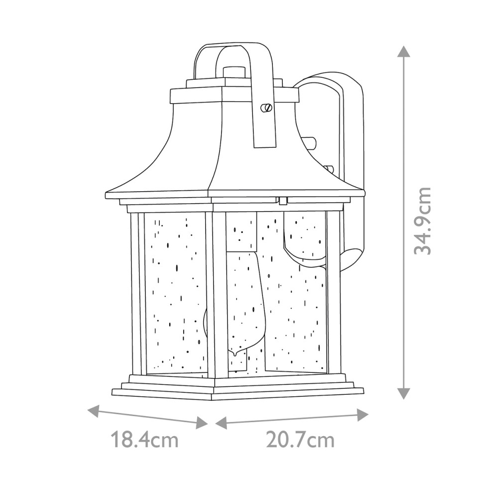 Grant 1-lt liten utomhusvägg lykta bränd brons 34,9cm