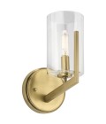 Nye 1-Lt Wall Light Brass/Clear 24.5cm