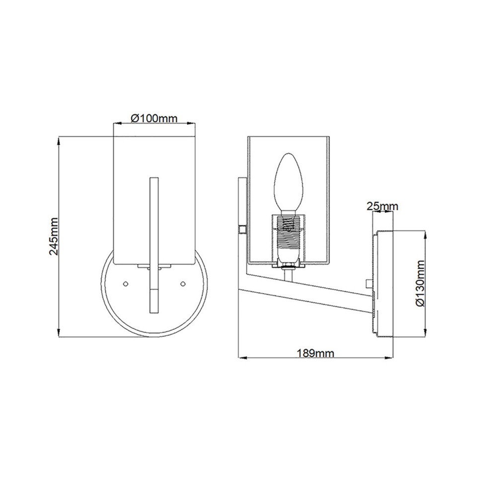 Nye 1-Lt Wall Light Brass/Clear 24.5cm