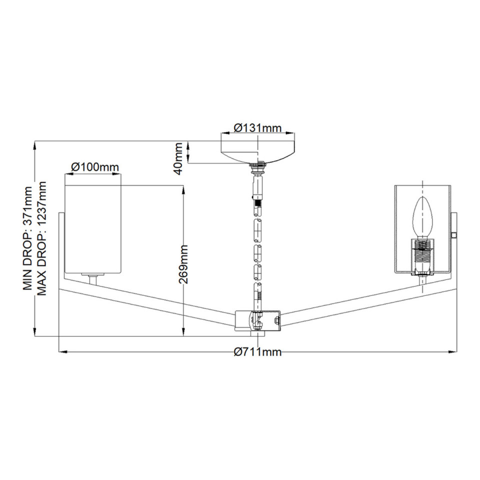 Nye 6-Lt Chandelier Brass/Clear 71.1cm