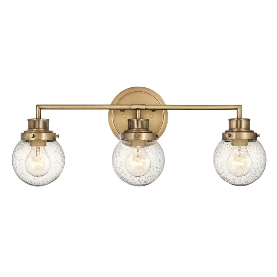 Poppy 3-Lt Wall Light Brass/Glass 61.5cm IP44 Quintiesse Lighting  QN-POPPY3-HB-BATH LampKompaniet