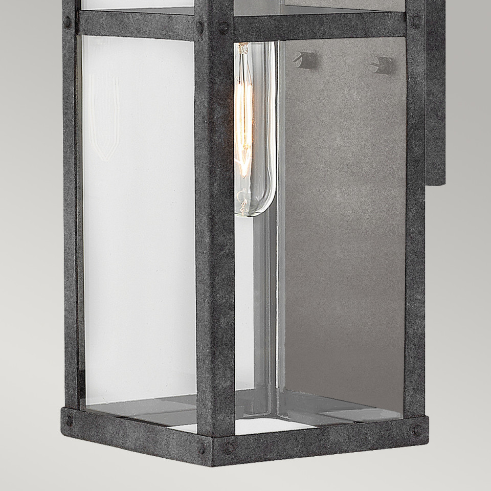 Porter 1-Lt Small Outdoor Wall Lantern Aged Zinc/Clear 33.6cm