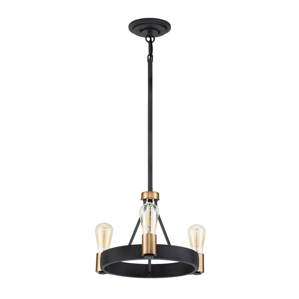 Silas 3-Lt Ceiling Lamp Aged Zinc/Heritage Brass 42.2cm