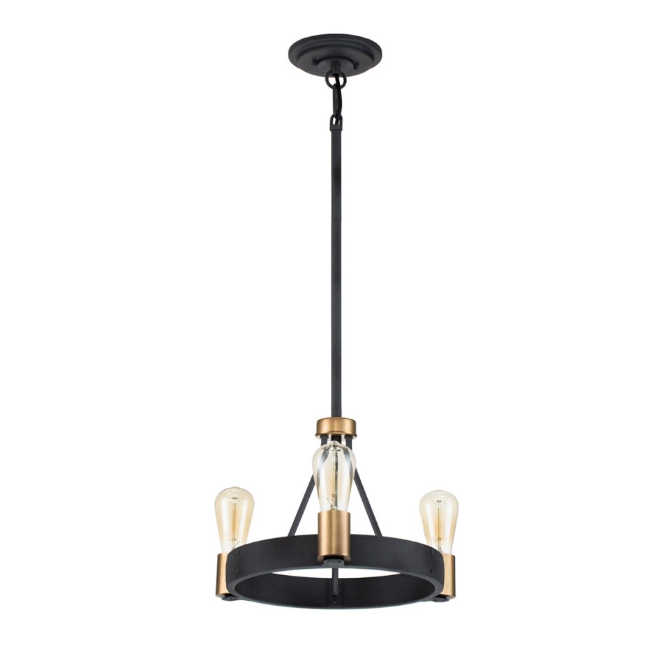 Silas 3-Lt Ceiling Lamp Aged Zinc/Heritage Brass 42.2cm