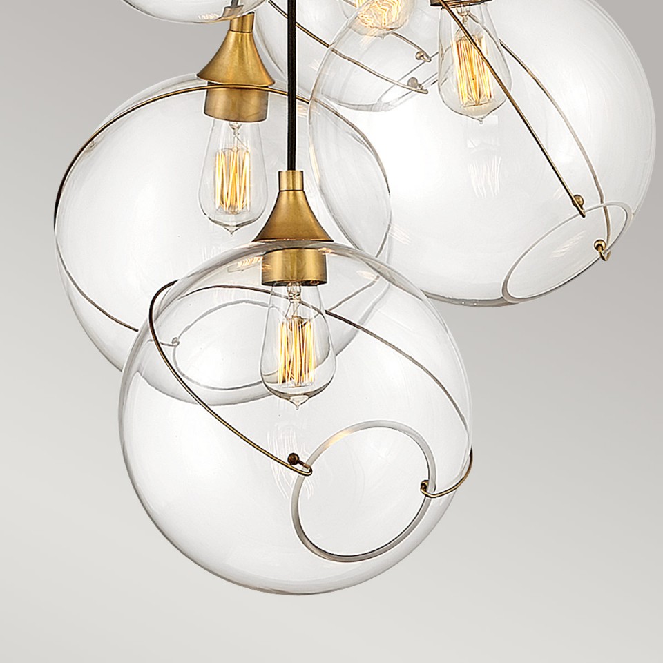 Skye 6-Lt Ceiling Lamp Heritage Brass/Clear 58.9cm