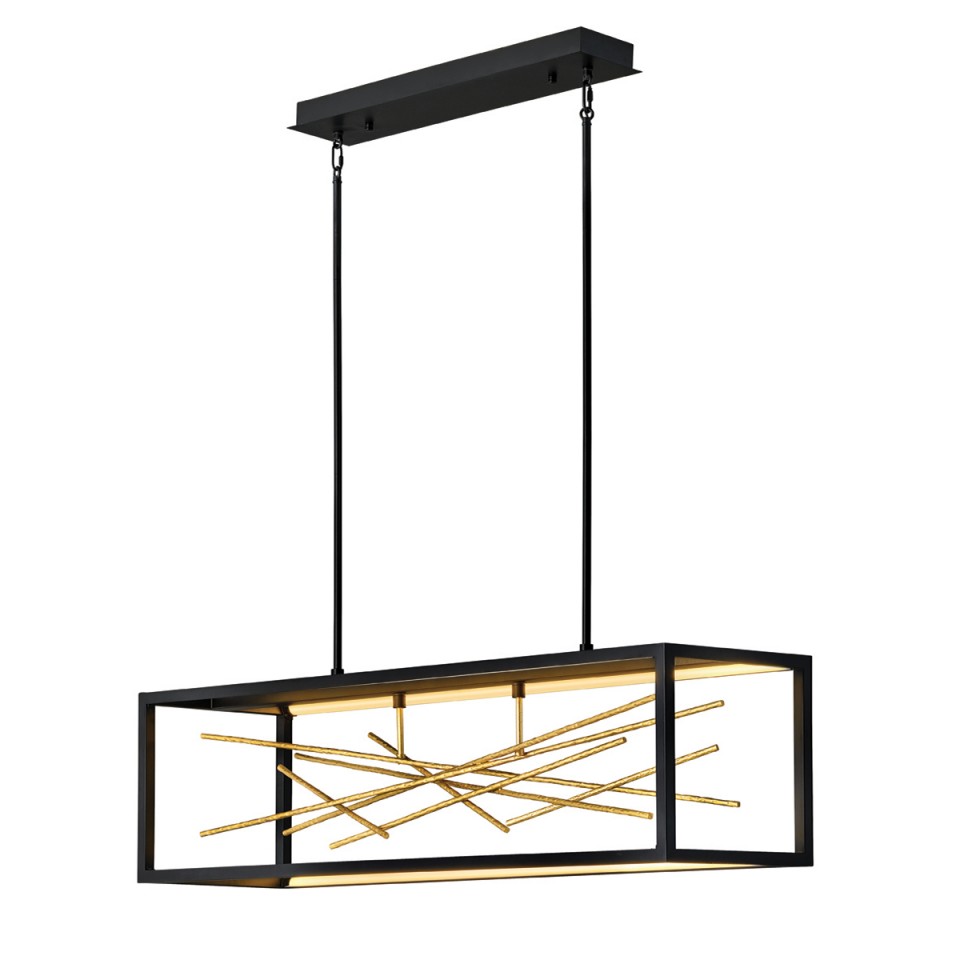 Styx LED Island Ceiling Lamp Black/Gold 113cm