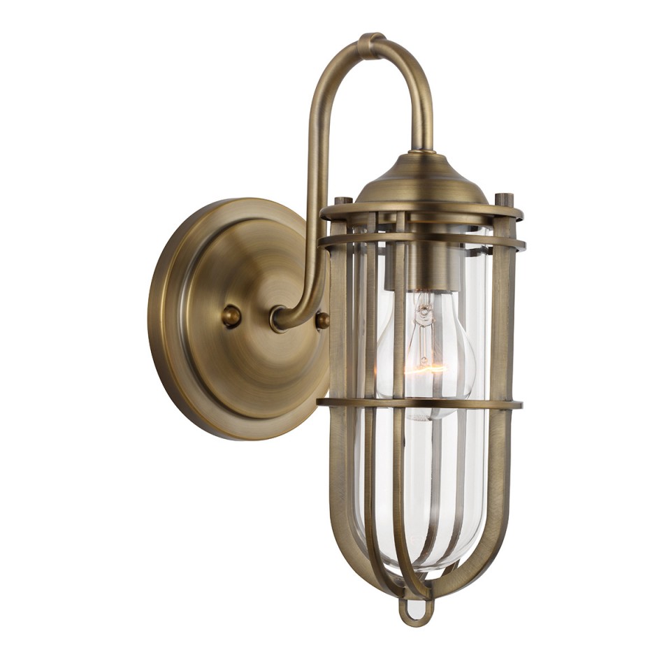 Urban Restoration 1-Lt Wall Light Brass/Clear 31.1cm IP44