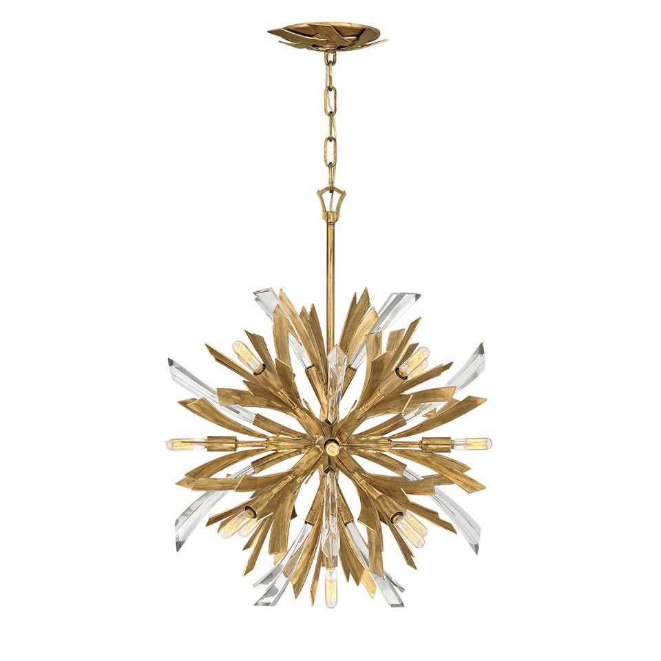 Vida 13-Lt Small Ceiling Lamp Burnished Gold/Crystal 55.9cm