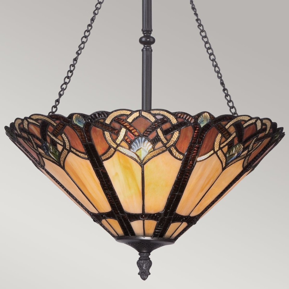 Cambridge 3 tiffany style ceiling light vintage bronze 40.8cm