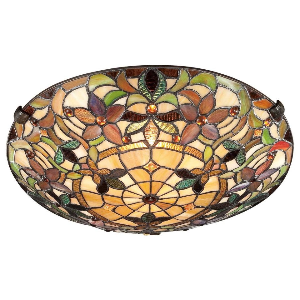 Kami 2 light tiffany style plafond vintage bronze 42.1cm