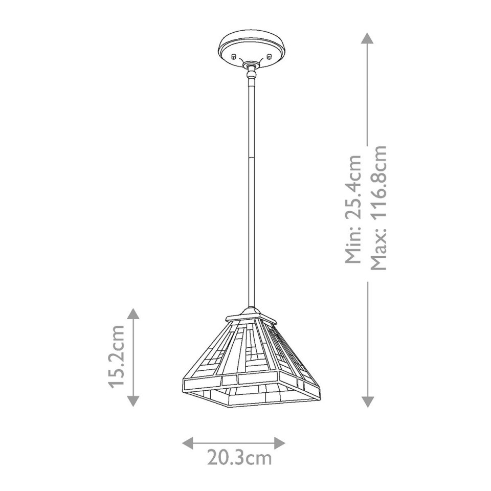 Stephen 1 tiffany stav mini taklampa brons 20.3cm