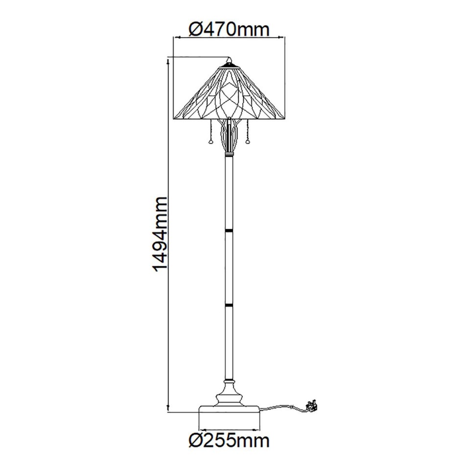 Victory 2 tiffany golvlampa valiant brons 149.4cm