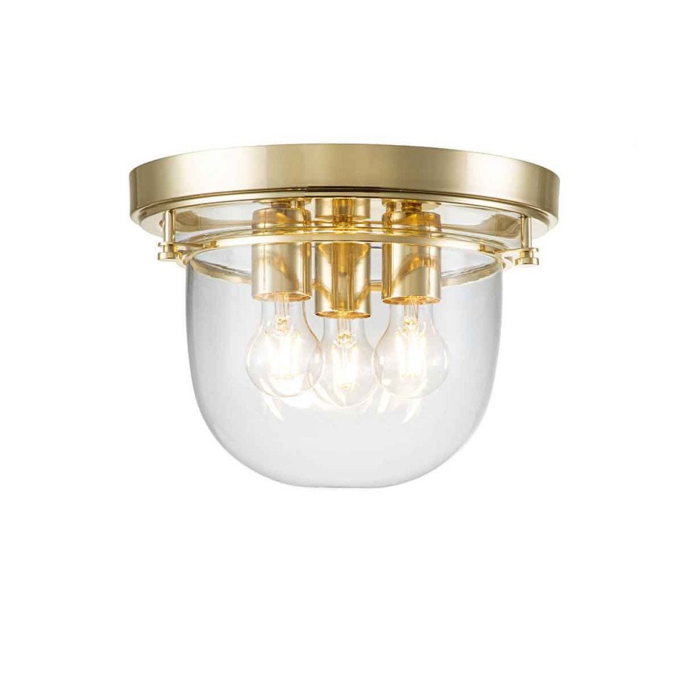 Whistling 3 Flush Fitting Light Polished Brass/Clear 33cm IP44