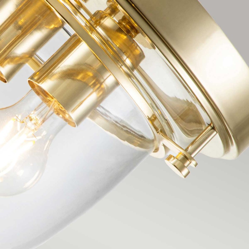 Whistling 3 Flush Fitting Light Polished Brass/Clear 33cm IP44