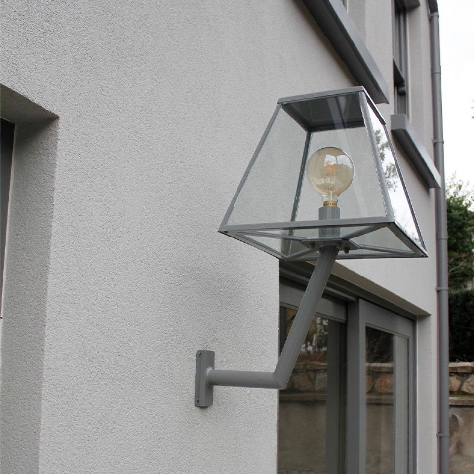 Contemporary Outdoor Wall Light With Angled Bracket Galvanised Steel 78cm IP44