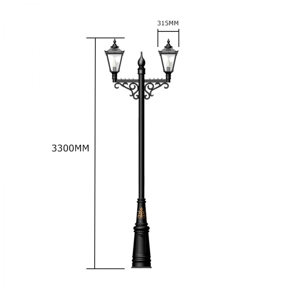 Victorian Outdoor Large Double Headed Lamp Post Cast Iron 330cm