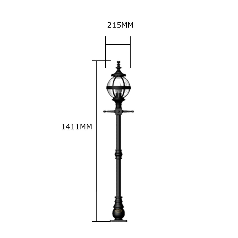 Victorian Outdoor Globe Lamp Post Cast Iron 140cm