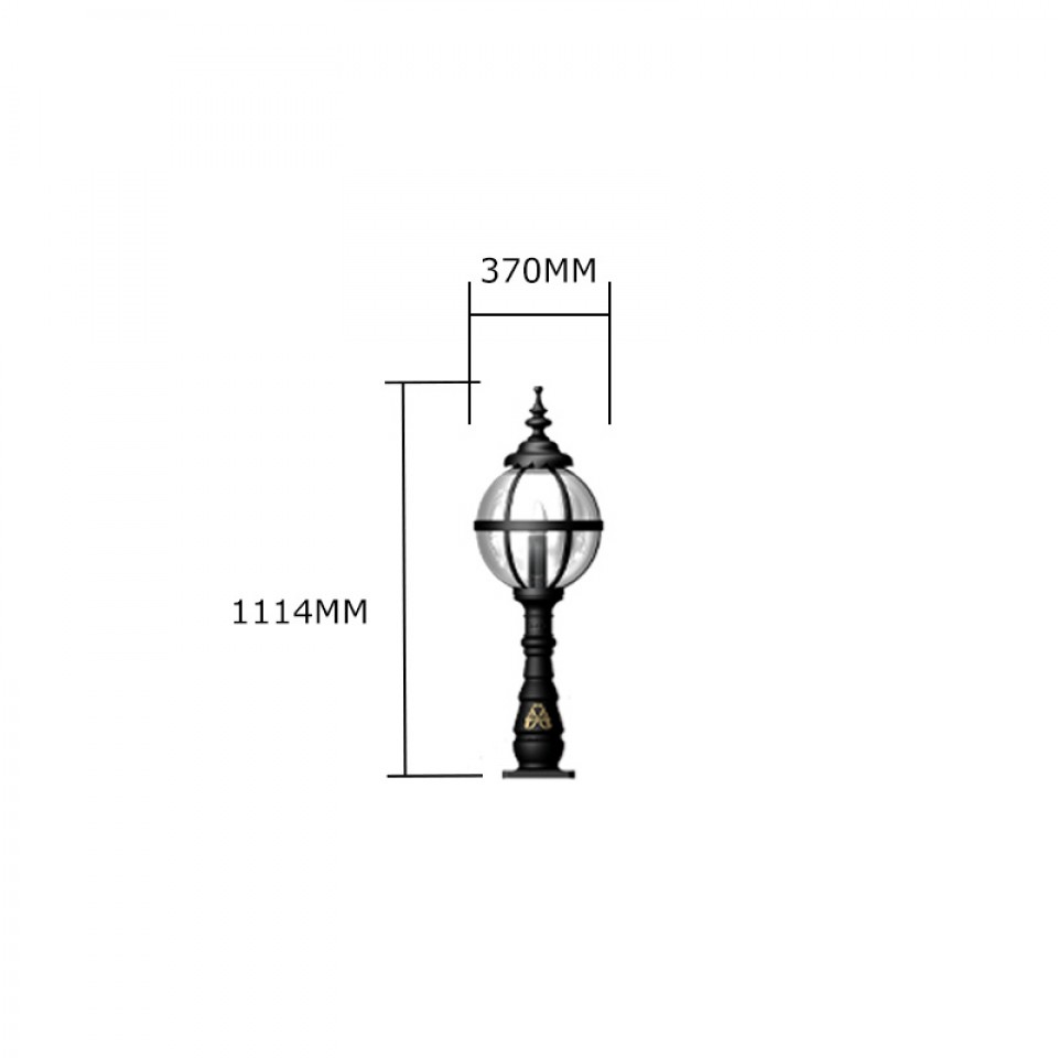 Victorian Outdoor Globe Bollard Light Cast Iron 110cm