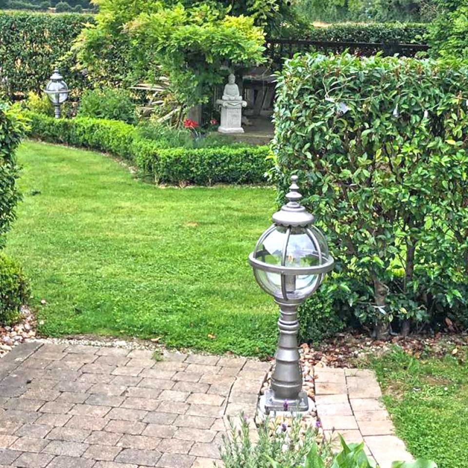 Victorian Outdoor Globe Bollard Light Cast Iron 110cm