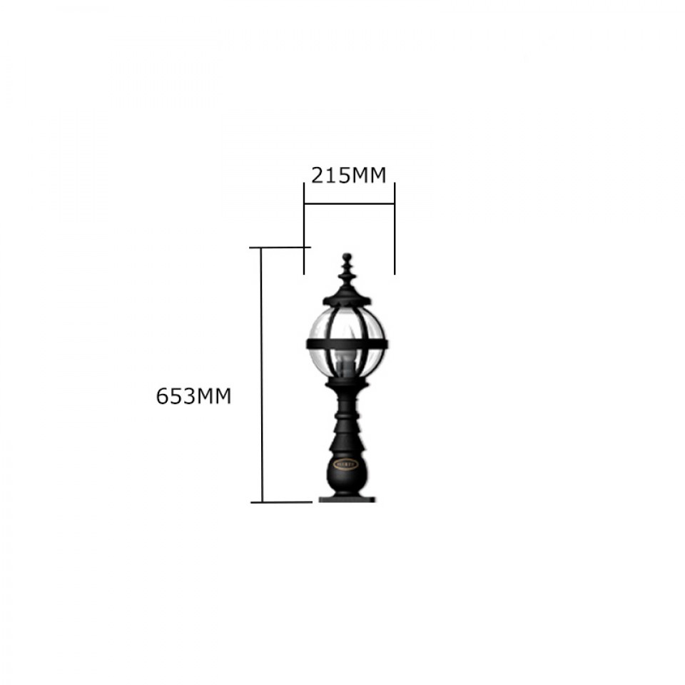 Victorian Utomhus Klotpollarlampa Gjutjärn 65cm