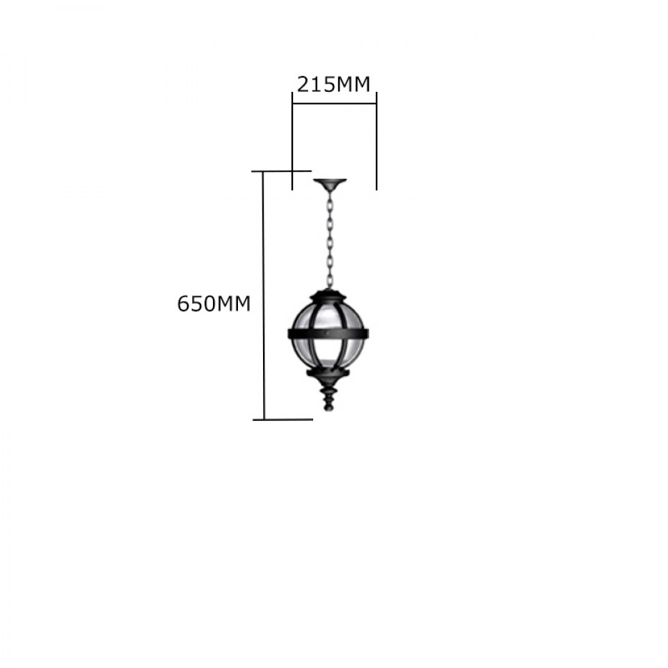 Victorian Outdoor Globe Ceiling Light With Chain Cast iron 35cm