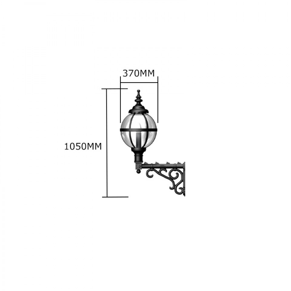 Victorian Utomhus Klotvägglampa Med Dekorativ Arm Gjutjärn 105cm