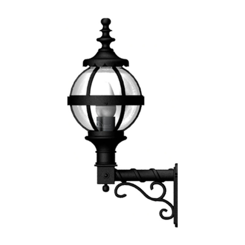 Victorian Outdoor Globe Wall Light With Decorative Arm Cast Iron 59cm