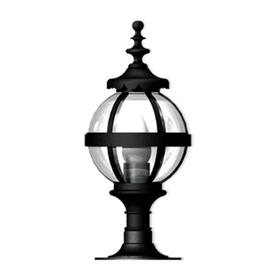 Victorian Outdoor Globe Pedestal Light For Flat Pier Caps Cast Iron 48cm