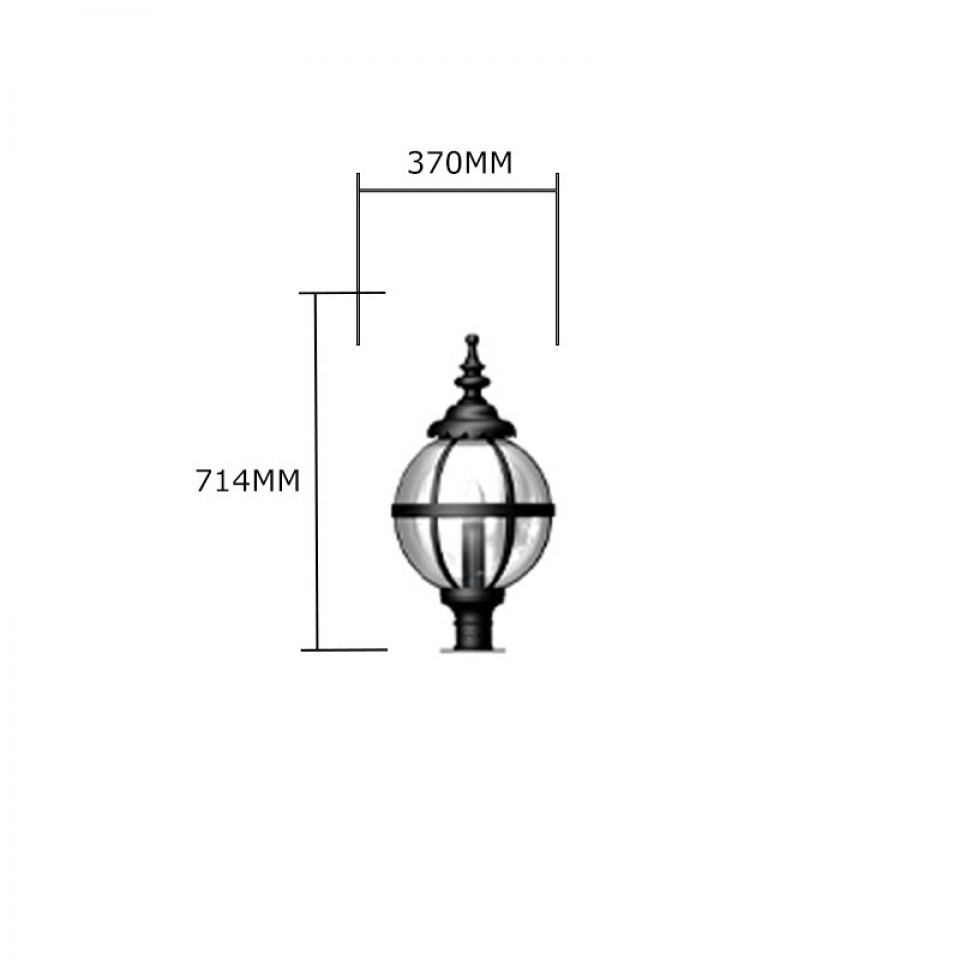 Victorian Utomhus Klotportlykta För Smala Pirtoppar Gjutjärn 71cm