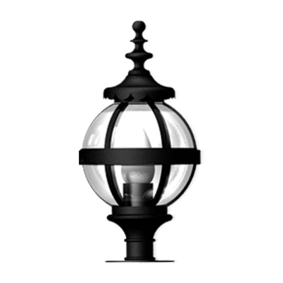 Victorian Outdoor Globe Pedestal Light For Narrow Pier Caps Cast Iron 42cm