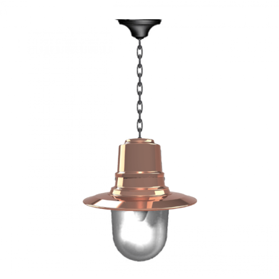 Copper Outdoor Railway Style Ceiling Light With Chain Galvanised Steel 33cm