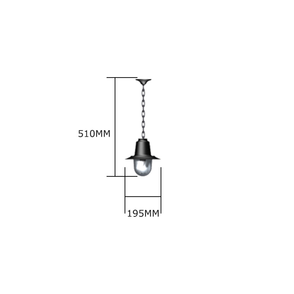 Classic Outdoor Railway Style Ceiling Light With Chain Galvanised Steel 21cm