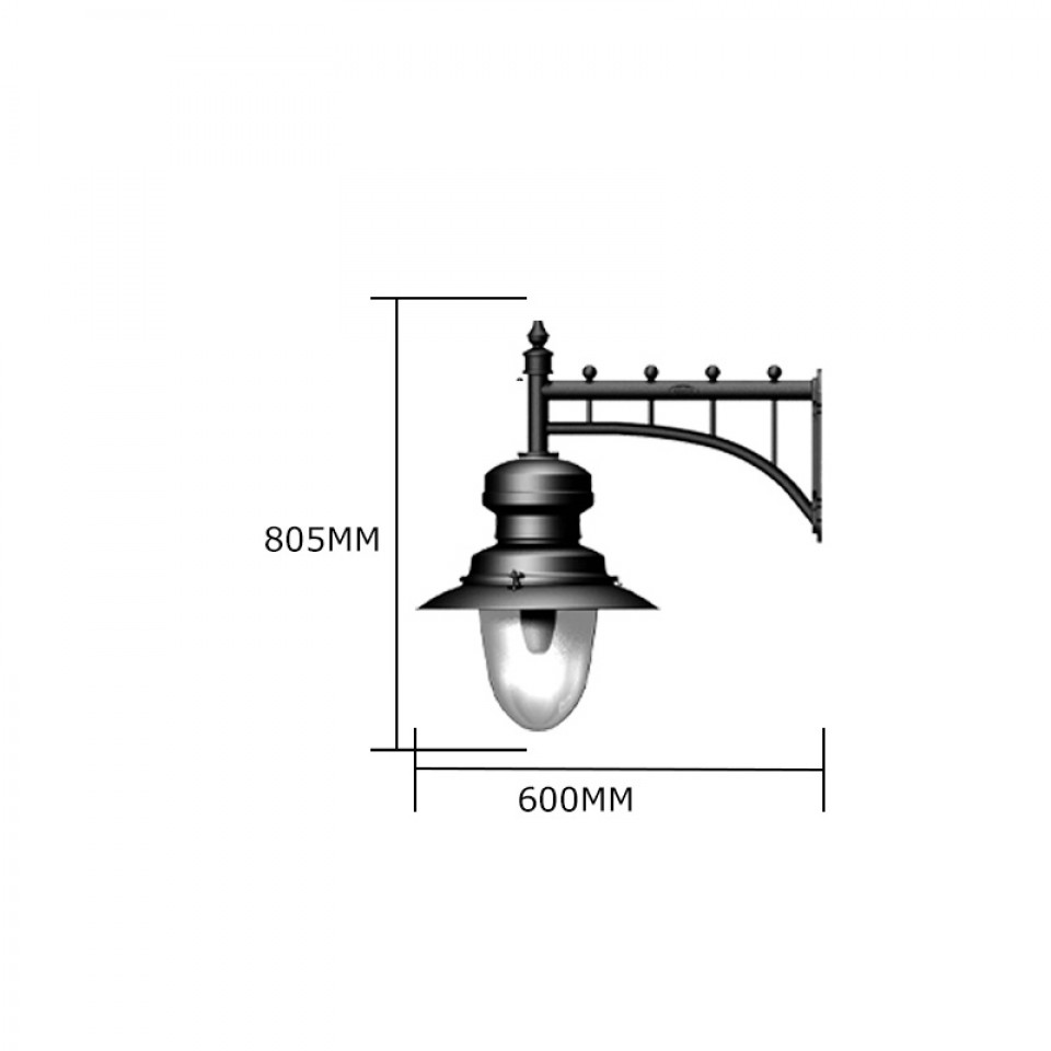 Classical Outdoor Large Railway Style Wall Light Cast Iron 80cm