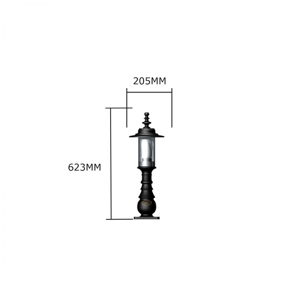 Georgian Style Outdoor Bollard Light Cast Iron 62cm