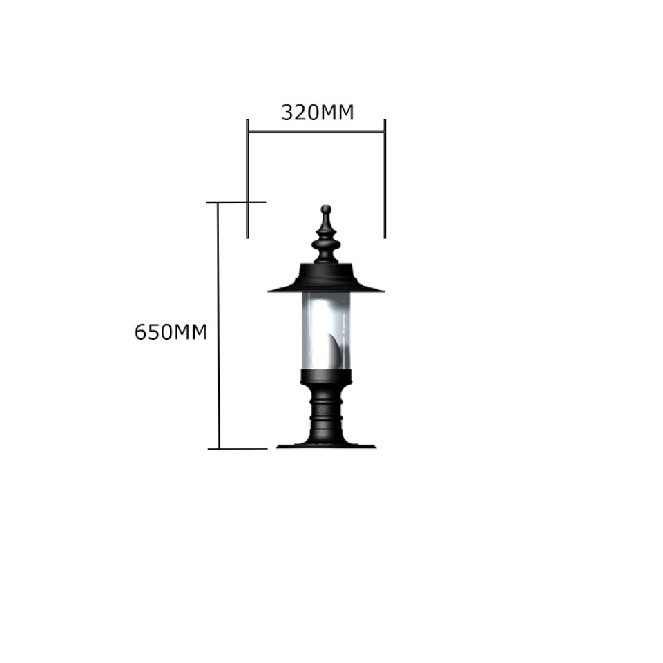 Georgian Outdoor Pedestal Light for Flat Piers Cast Iron 65cm