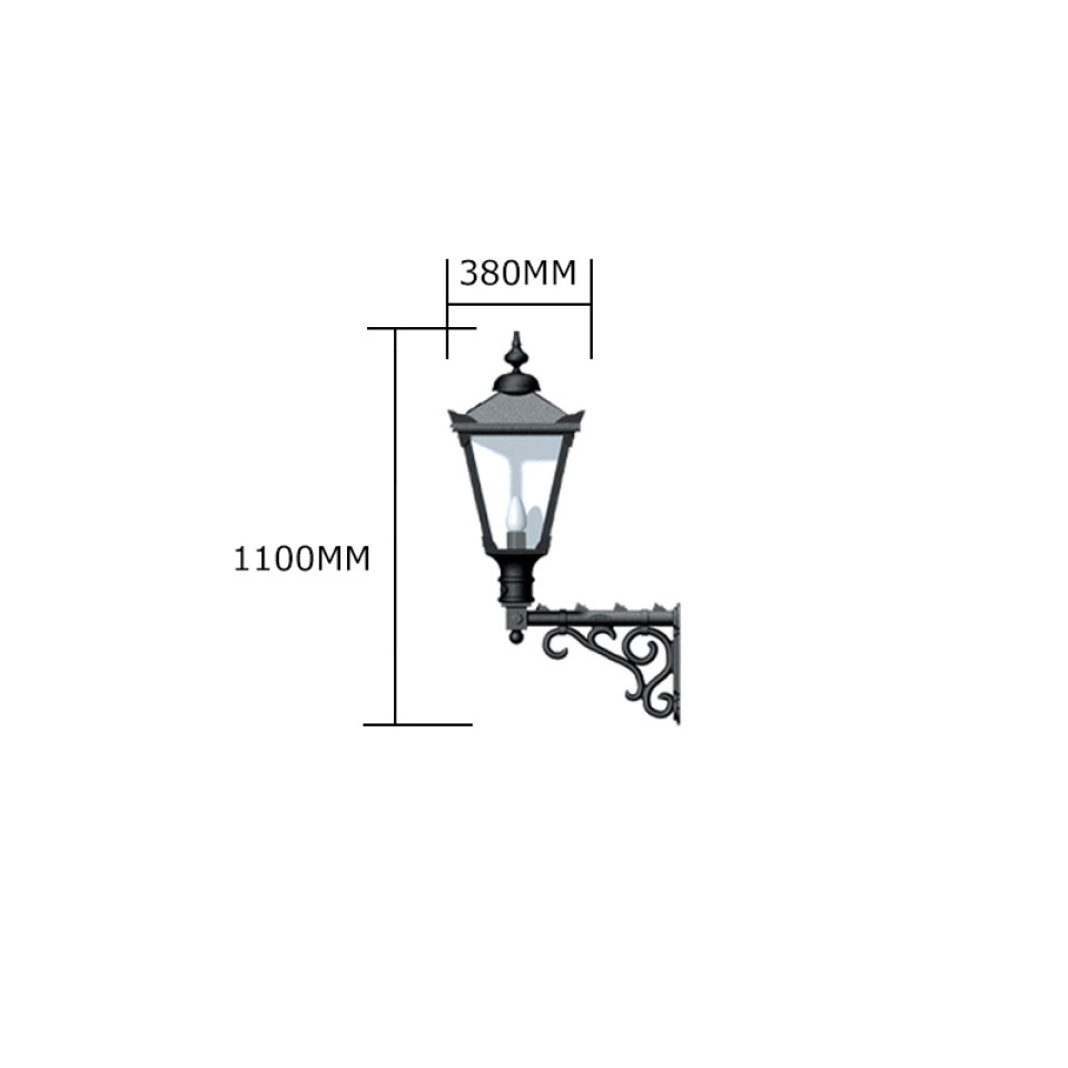 Victorian Utomhus Traditionell Vägglampa Med Dekorativ Arm Gjutjärn 110cm