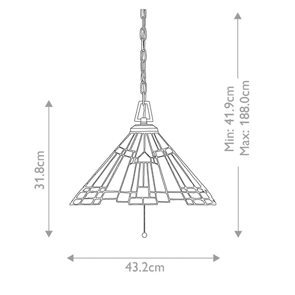 Inglenook 3 taklampa brons 43.2cm