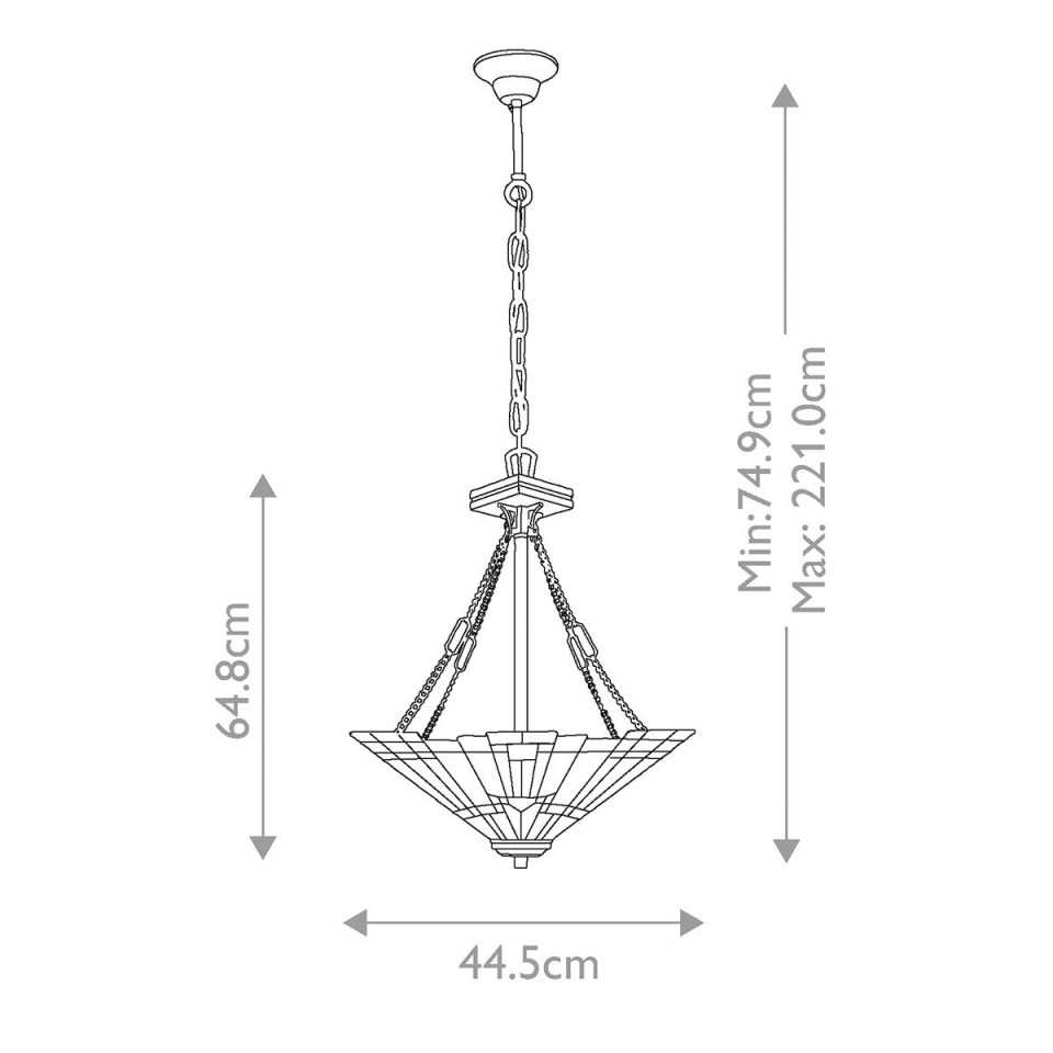 Inglenook 3 taklampa B brons 43.2cm