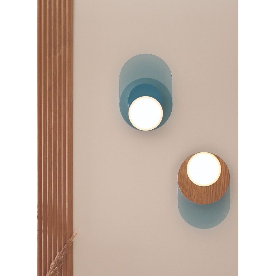 Dot 04 vägglampa vit/svart/ek/valnöt 25cm