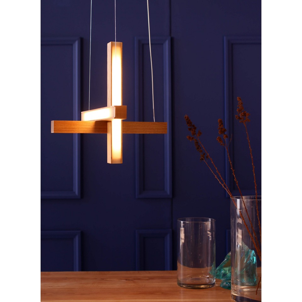 Led40 Cross Ceiling Lamp Oak/Walnut/Ash 40cm