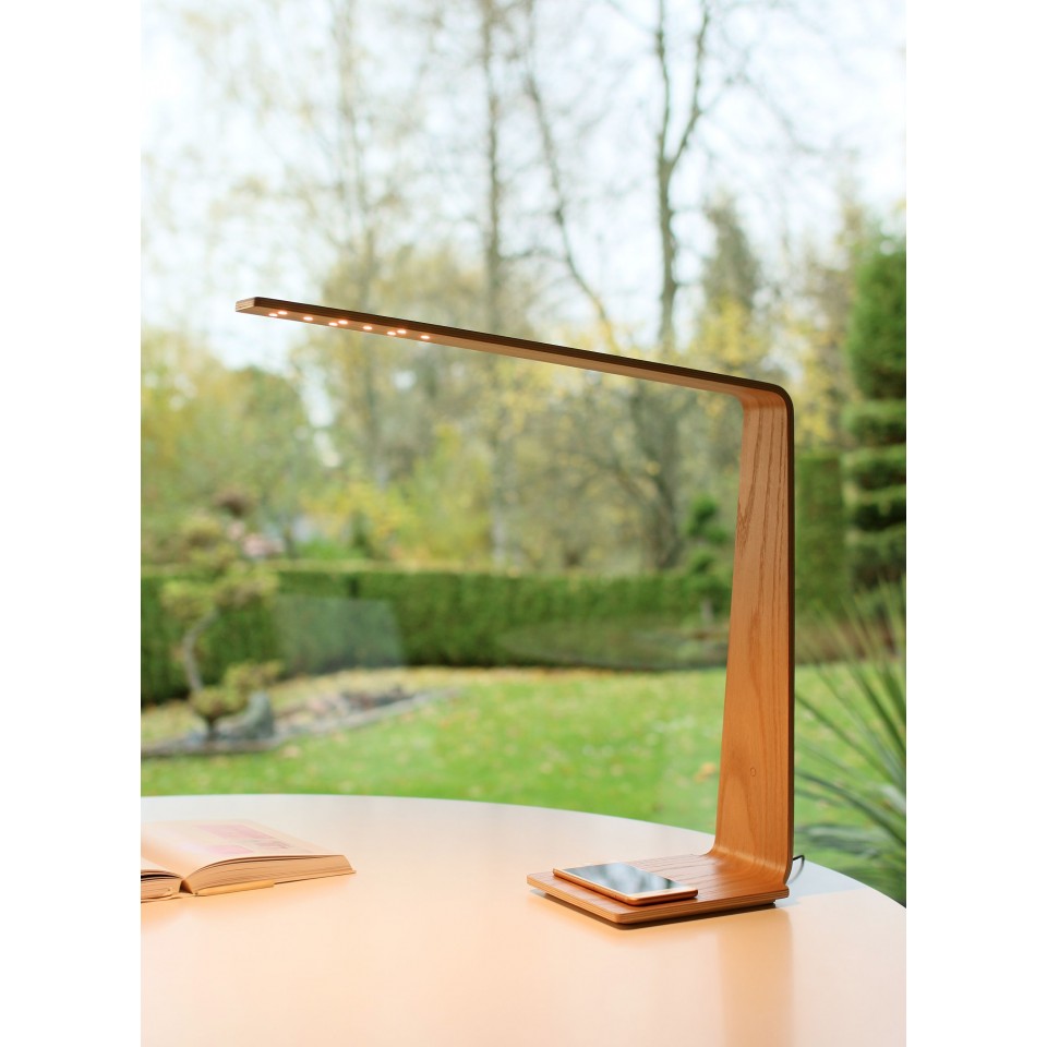 Led8 (QI) Desk Lamp Oak/Walnut/Birch 54.5cm