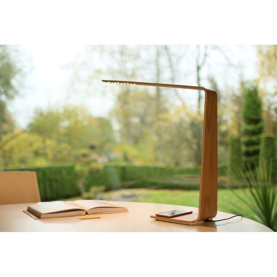 Led8 (QI) Desk Lamp Oak/Walnut/Birch 54.5cm