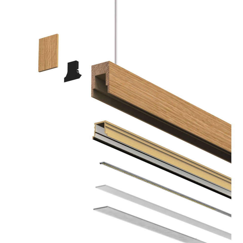 Square Ceiling Lamp Oak/Walnut/Black 104-164cm