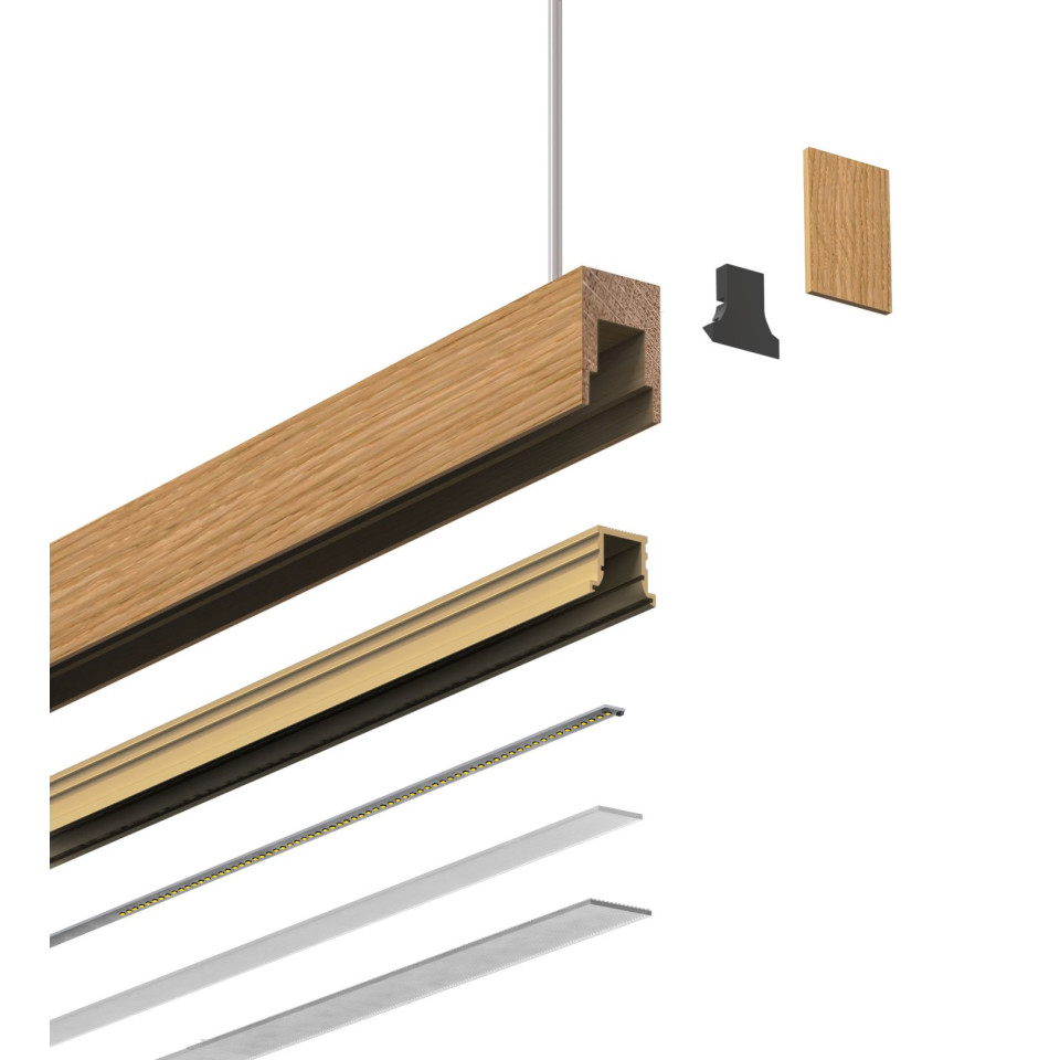 Square Ceiling Lamp Oak/Walnut/Black 104-164cm