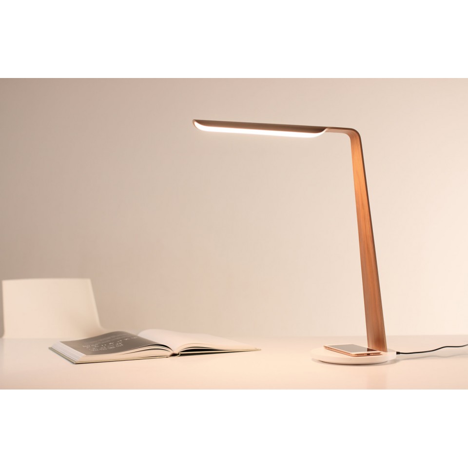 Swan (QI) Desk Lamp Oak/Walnut 55cm