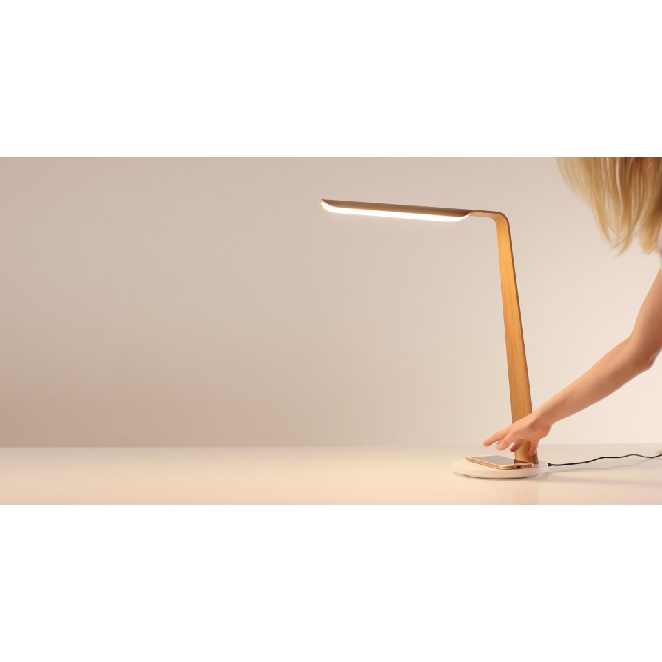 Swan (QI) Desk Lamp Oak/Walnut 55cm