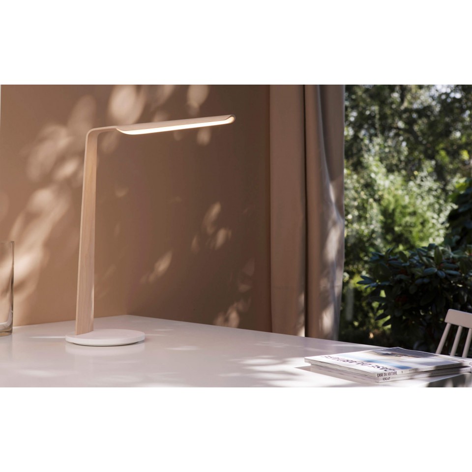 Swan (QI) Desk Lamp Oak/Walnut 55cm