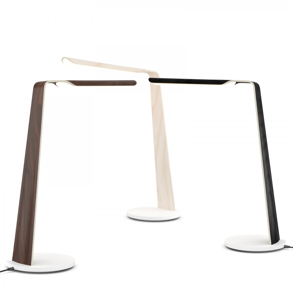 Swan (QI) Desk Lamp Oak/Walnut 55cm