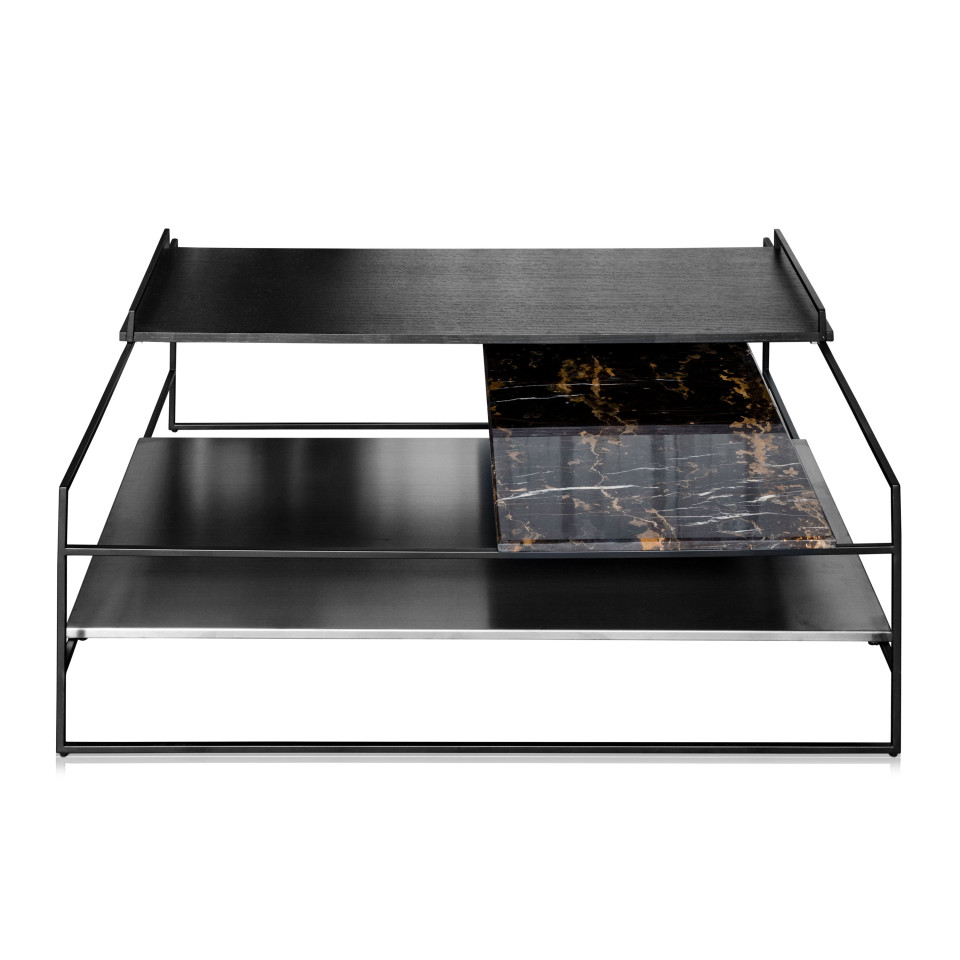 Architect coffee table large stainless steel/black 100 cm