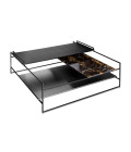 Architect coffee table large stainless steel/black 100 cm